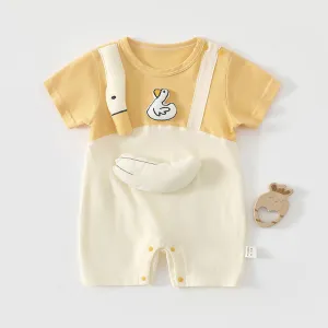 Kids Baby Boys and Girls Fashion Cute Summer Printed Thin Cotton Short-Sleeve Rompers