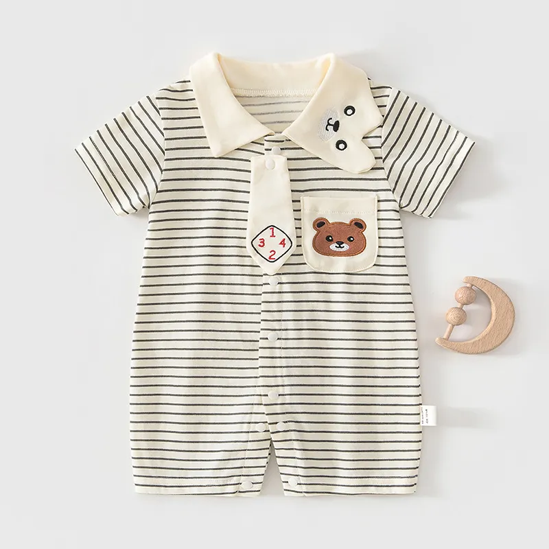 Kids Baby Boys Girls Summer Cute Printed Thin Cotton Short-Sleeve Rompers