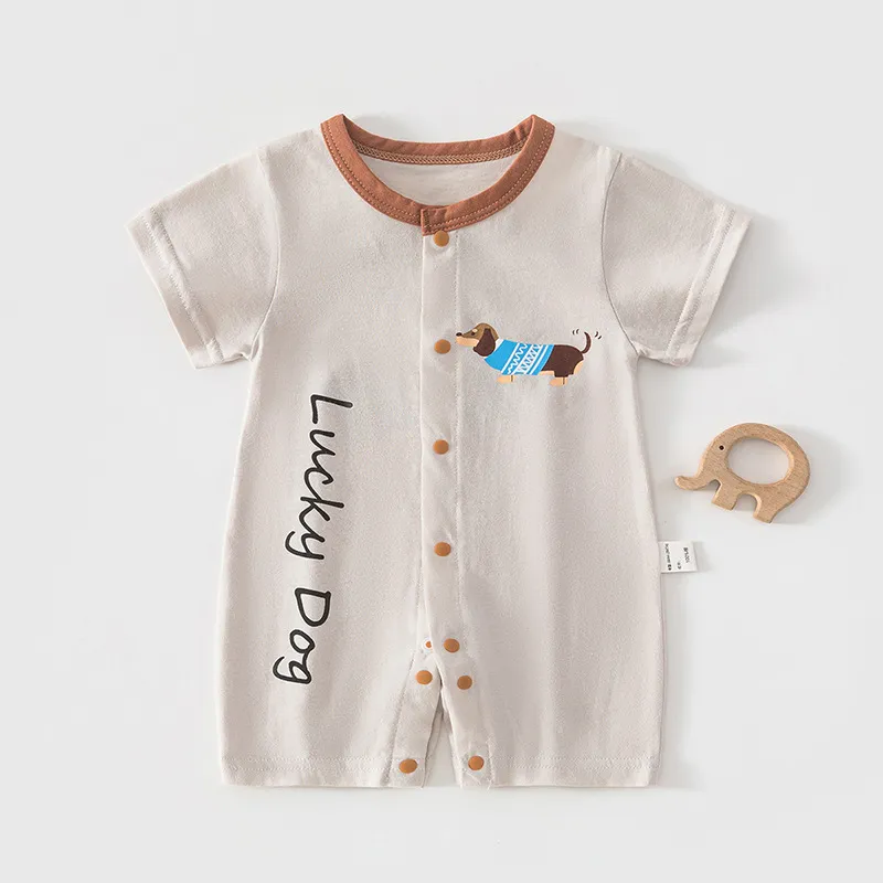 Kids Baby Boys Girls Fashion Cute Summer Printed Cotton Short-Sleeve Rompers Unisex Light-Weight