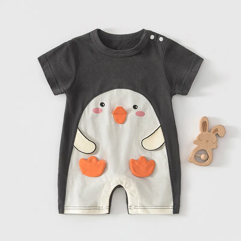 Baby Boys Girls Fashion Cute Summer Printed Thin Cotton Short-Sleeve Rompers