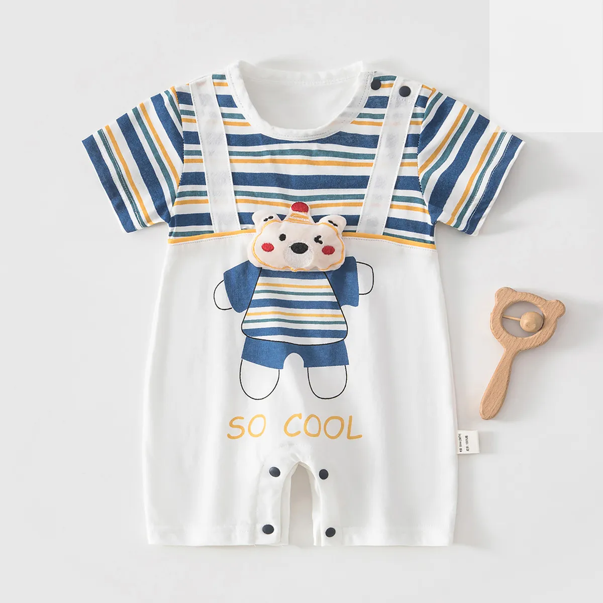 Kids Baby Boysand Girls Fashion Cute Summer Printed Cotton Short-Sleeve Rompers