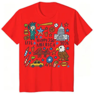Fashion Summer Independence Day Printed Cotton Breathable Parent-Child Short-Sleeve T-Shirt