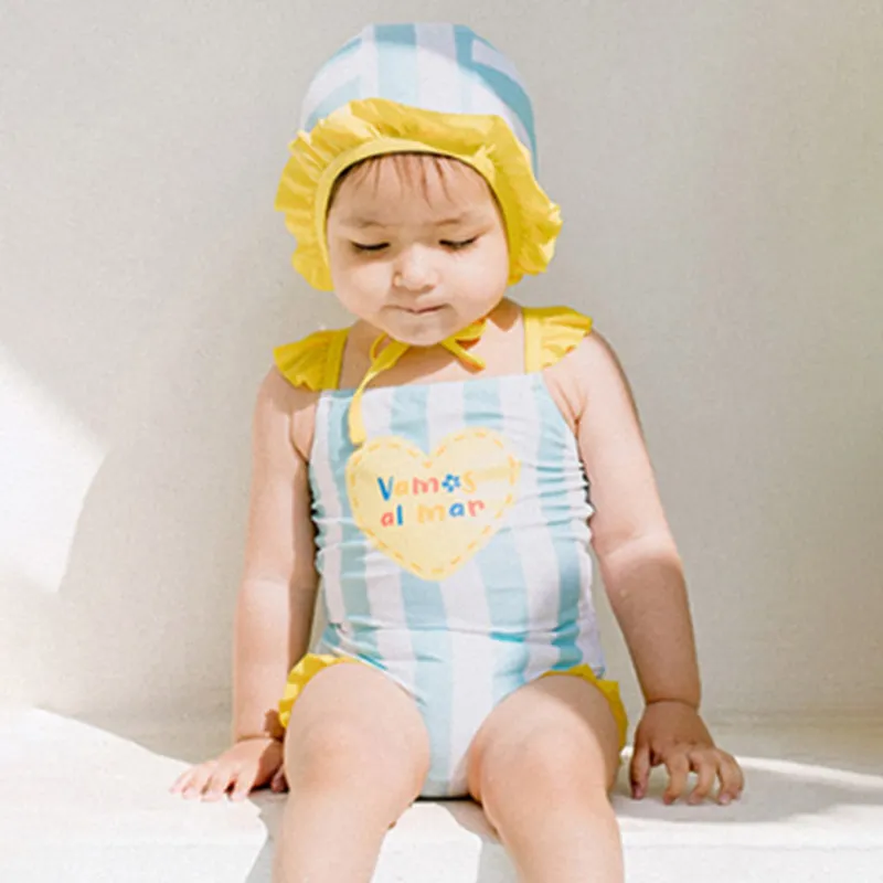Kids Baby Girls Stripe Quick-Dry Swimming Two-Piece Set