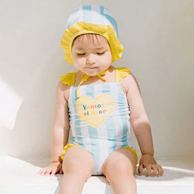 Kids Baby Girls Stripe Quick-Dry Swimming Two-Piece Set