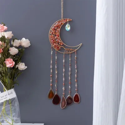 Modern Minimalism Tree Of Life Agate Crystal Handmade Iron Pendant