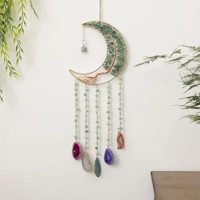 Modern Minimalism Tree Of Life Agate Crystal Handmade Iron Pendant