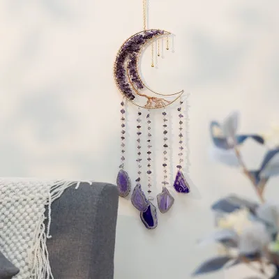 Modern Minimalism Tree Of Life Agate Crystal Handmade Iron Pendant