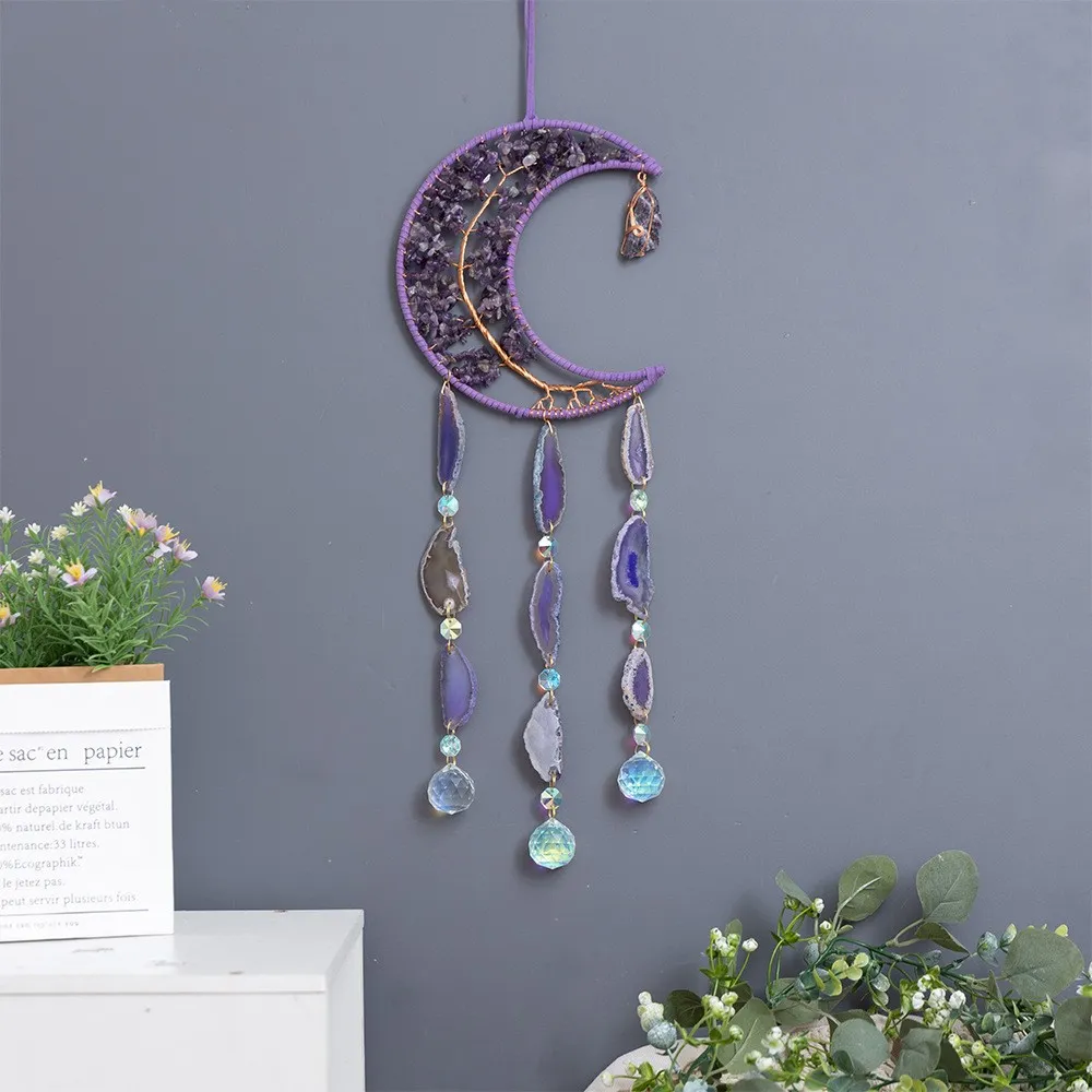 Fashion Tree Of Life Agate Crystal Handmade Crystal Pendant Modern Minimalist Iron Decor