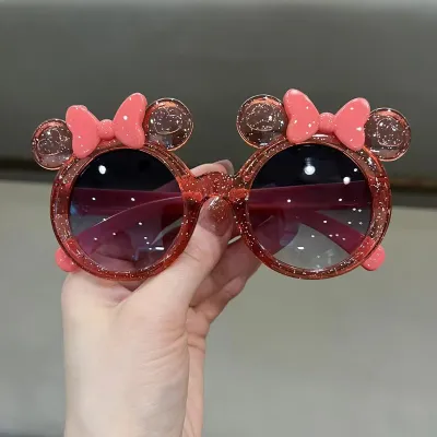 Kids Boys Girls Fashion Cute Crystal Bow Sunglasses Round Frame PC AC