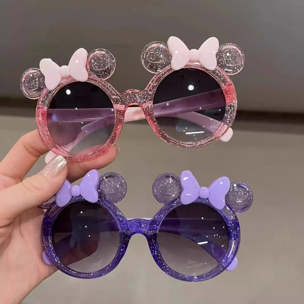 Kids Boys Girls Fashion Cute Crystal Bow Sunglasses Round Frame PC AC