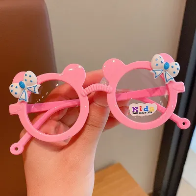 Kids Girls Fashion Cute Cartoon Bow Princess Sunglasses Sunscreen UV Protection Resin Round Frame