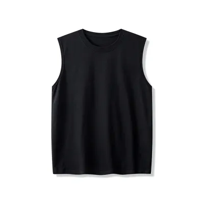 Kids Simple Solid Color 200Gsm 100% Cotton Sleeveless Round Neck Tank for Boys and Girls