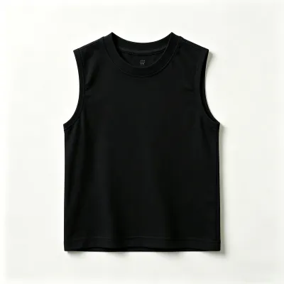 Children'S Simple Antibacterial Cotton Tanks Round Neck Sleeveless Solid Color Unisex for Baby Boys 0-3T