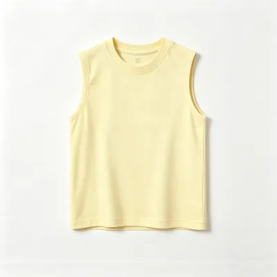 Children'S Simple Antibacterial Cotton Tanks Round Neck Sleeveless Solid Color Unisex for Baby Boys 0-3T