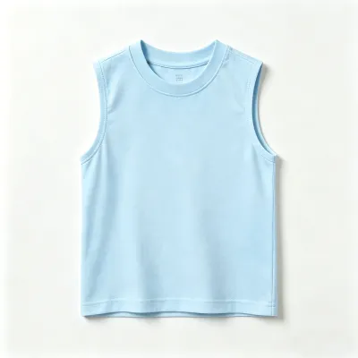 Children'S Simple Antibacterial Cotton Tanks Round Neck Sleeveless Solid Color Unisex for Baby Boys 0-3T