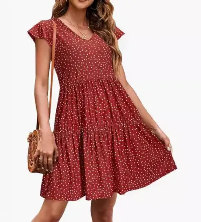 Summer Women Casual Tiny Flower Print V-Neck Mini Floral Dress