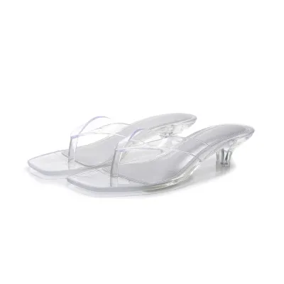 Summer Women's Fashion Clip-On Square High-Heel Slippers