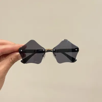 Kids Boys And Girls Light Color Gradient Rimless Sunglasses Alien Mirror Street Style