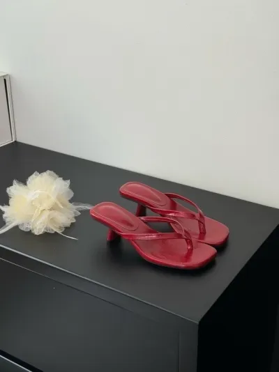 Women Fashion Square Toe Stiletto Heel Slippers with Microfiber Upper and Rubber Sole