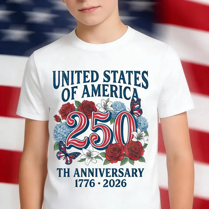 Kids Boys And Girls Fashion Casual Independence Day Printed Pure Cotton Short Sleeve T-Shirt