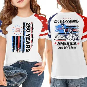 Kids Boys and Girls Fashion Independence Day Printed Round Neck Loose Short Sleeve T-Shirt