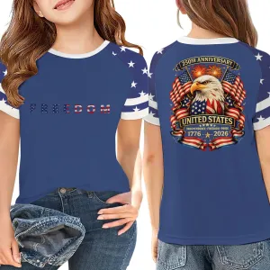 Kids Boys Fashion Independence Day Printed Round Neck Loose Short Sleeve T-Shirt