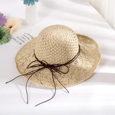 Women's Handmade Crochet Big Brim Sunhat Beach Vacation Straw Hat