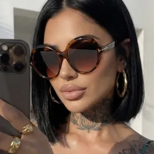 Women Fashion Casual Large Frame Round Sunglasses