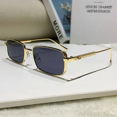 Women's Fashion Casual Square Small Frame Metal Sunglasses