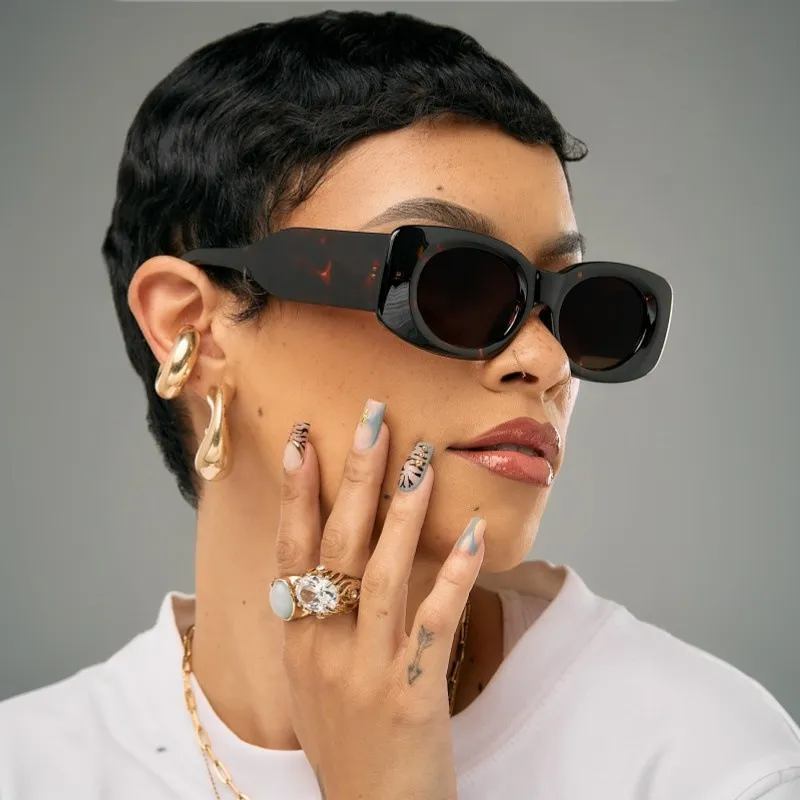Women Fashion Casual Leopard Color Square Sunglasses with PC Frame and AC Lenses