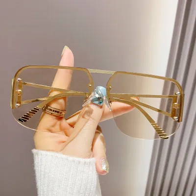 Women Fashion Casual Metal Half Frame Aviator Sunglasses