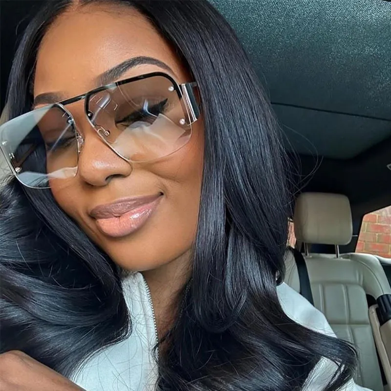 Women Fashion Casual Metal Half Frame Aviator Sunglasses