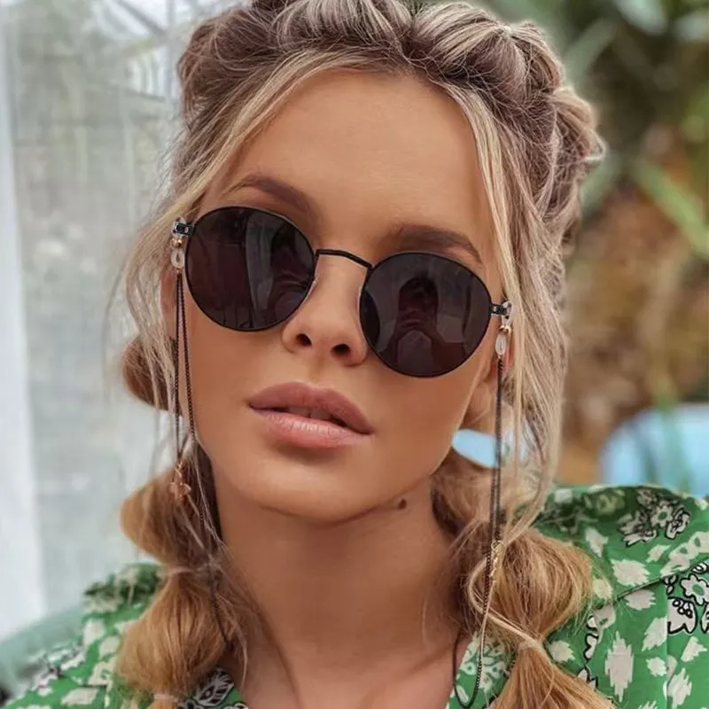 Women Fashion Casual Metal Round Sunglasses