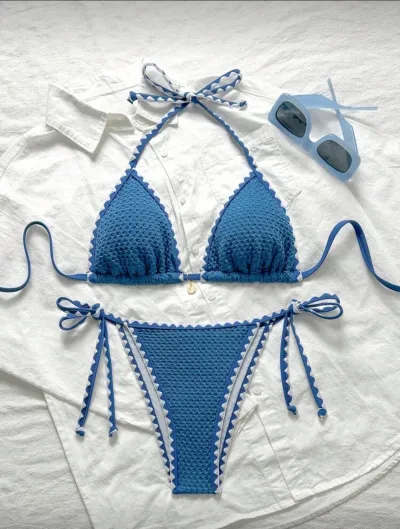 Women Fashion Sexy Halter-Neck Lace-Up Bikini Swimsuit