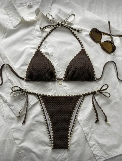 Women Fashion Sexy Halter-Neck Lace-Up Bikini Swimsuit