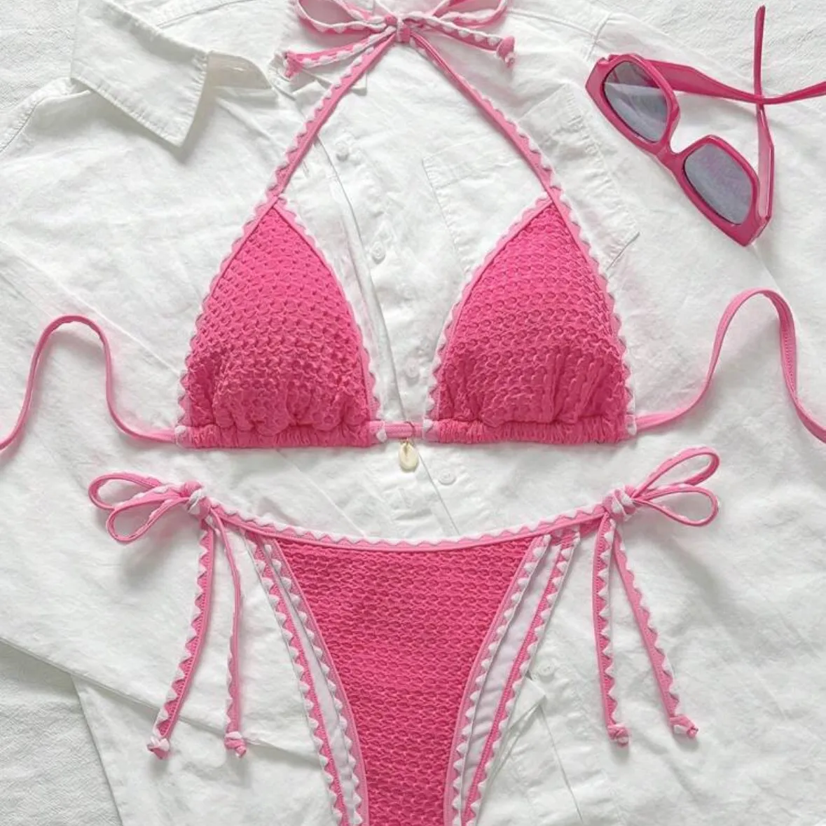 Women Fashion Sexy Halter-Neck Lace-Up Bikini Swimsuit