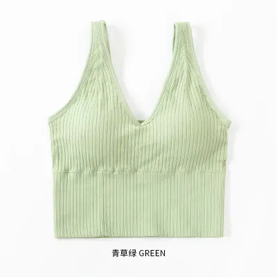 Women Fashion Casual Simple Solid Color No Steel Ring Bra