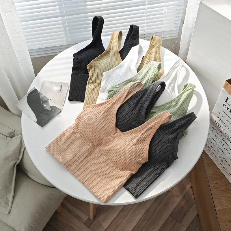 Women Fashion Casual Simple Solid Color No Steel Ring Bra