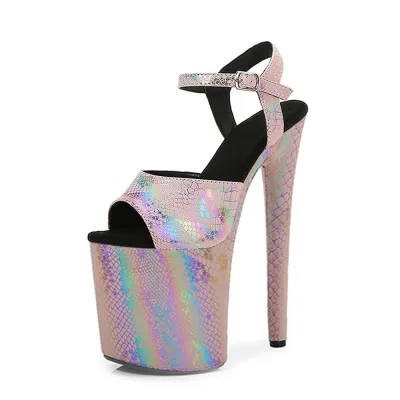 Women Sexy Phantom Snake Pattern Peep-Toe Platform Pole Dancing Super High Heels