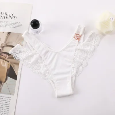 Women Fashion Sexy Printed Side V Metal Buckle Hollow Cotton Thong
