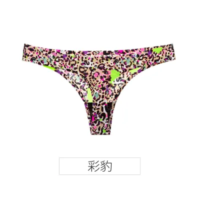 Women Fashion Sexy Printed Ice Silk Traceless Thong