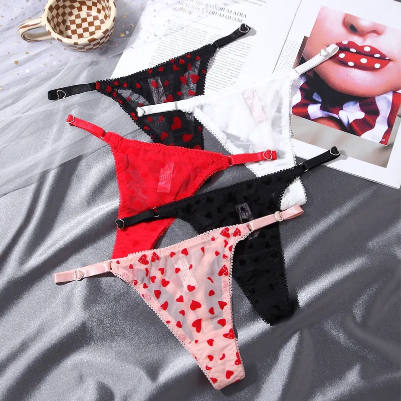 Women Fashion Sexy Printed Mesh Breathable Thong