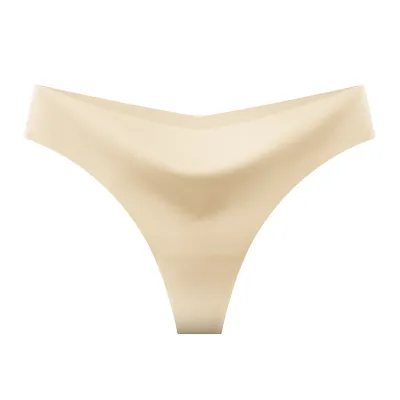 Women Fashion Sexy Simple Solid Color Ice Silk Seamless Thong
