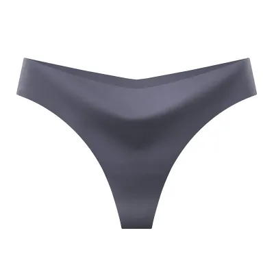 Women Fashion Sexy Simple Solid Color Ice Silk Seamless Thong