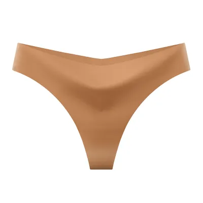 Women Fashion Sexy Simple Solid Color Ice Silk Seamless Thong