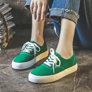 Women's Casual Lace-Up Flat Canvas Sneakers