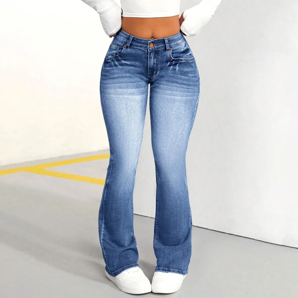 Women Fashion Casual Bootcut Jeans