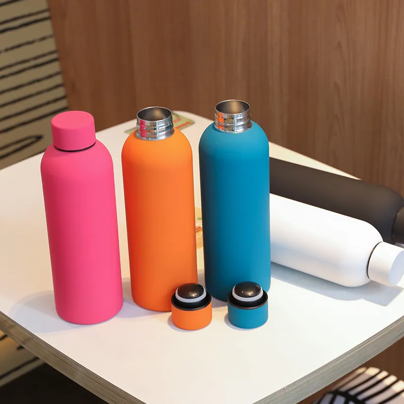 Fashion Rubber Paint Sports Double Layer Vacuum 304 Stainless Steel Cup