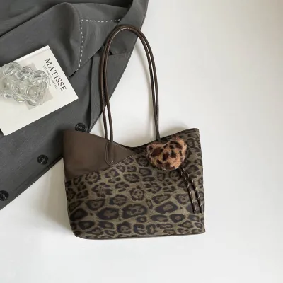 Women Fashion Casual Leopard Large Capacity Tote Shoulder Bag