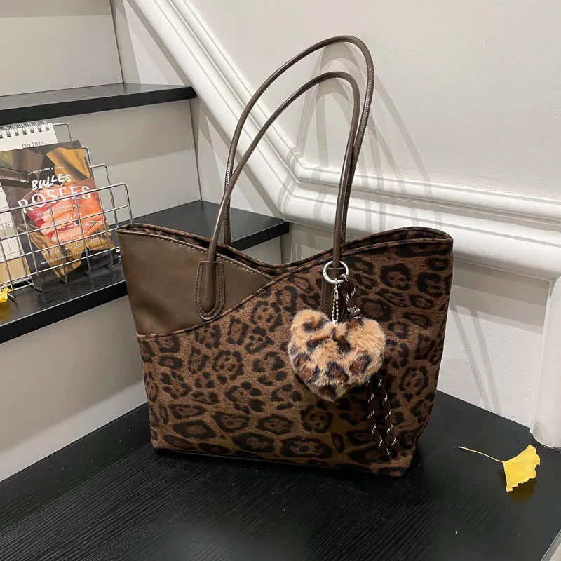 Women Fashion Casual Leopard Large Capacity Tote Shoulder Bag